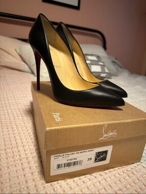 Christian Louboutin Pigalle Follies 100 Nappa Shiny Black Size 39
